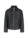 Sunflower Black Crop Jacket With Classic Collar And Dropped Shoulders In Leather Man In Black