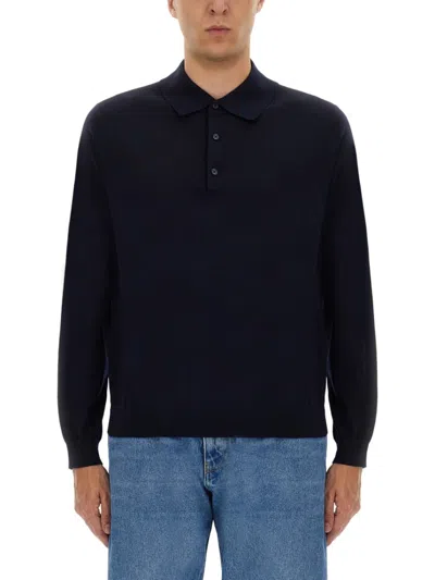 Sunflower Classic Black Wool Polo In Blue