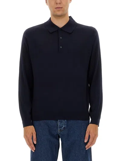 Sunflower Classic Black Wool Polo With Collared Neckline