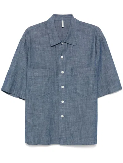 Sunflower Classic Cotton Shirt With Front Button Fastening In Blue