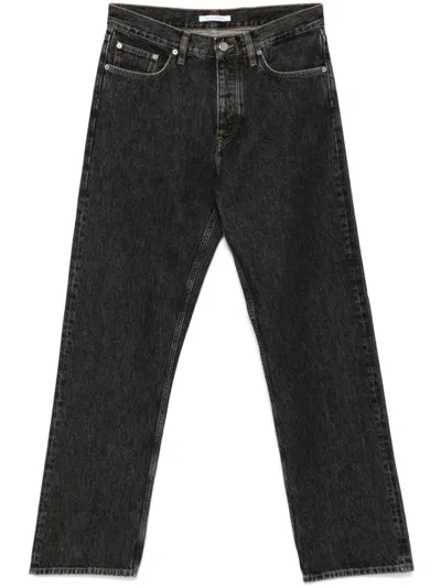 Sunflower Classic Straight-leg Black Cotton Jeans With Button Fly And Five-pocket Design