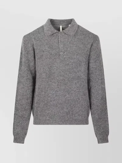 SUNFLOWER COLLARED WOOL SWEATER WITH RIBBED CUFFS AND HEM