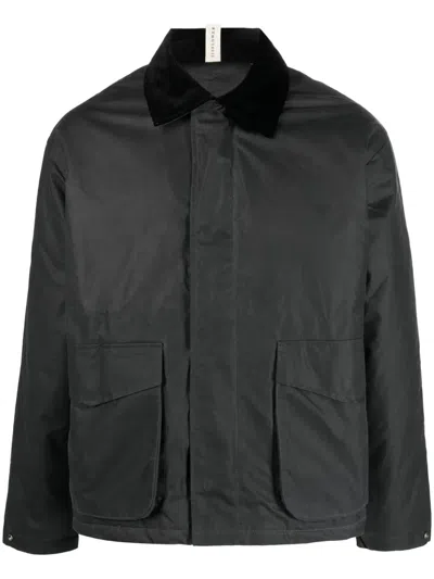 Sunflower Contrast-collar Waxed Cotton Jacket In Grey