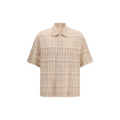 Sunflower Check Cotton And Linen Blend Casual Shirt In Neutral