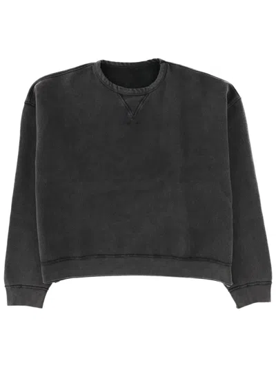 Sunflower V-stitch Detail Crew Neck Knit Sweater In Black