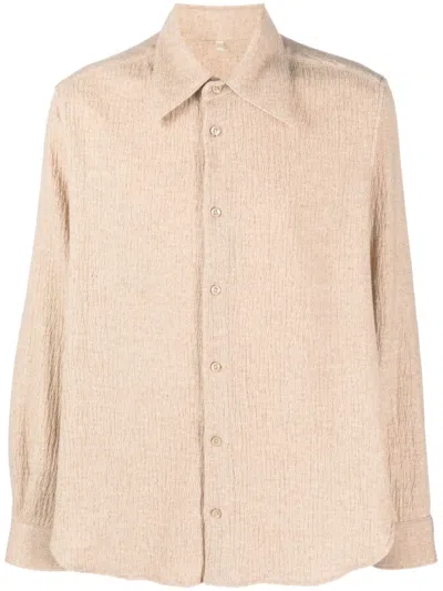 Sunflower Crepe-texture Pointed-collar Shirt In Neutrals
