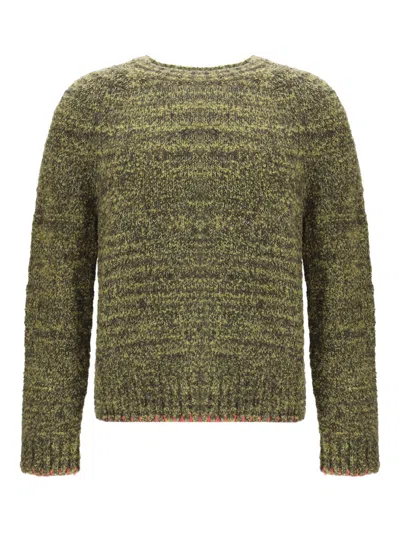 Sunflower Crewneck Sweater With Hand-stitched Seams In Green