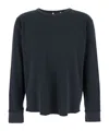 Sunflower Black Crewneck T-shirt With Long Sleeves And Fringed Hem In Cotton Man In Blue