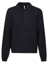 Sunflower Dark Blue Wool Knit Sweater With Polo Neck In Black