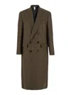 Sunflower Herringbone Wool Double-breasted Coat In Green