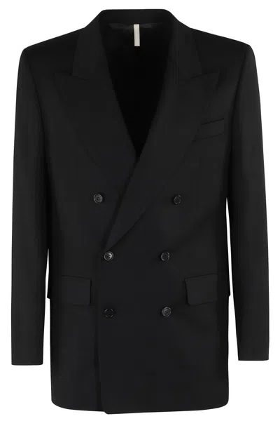 Sunflower Double-breasted Wool Blazer Jackets Black