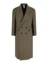 Sunflower Double Breasted Jacket Herringbone Pattern Lapels In Green