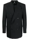 Sunflower Double-breasted Blazer With Sharp Lapel And Flap Pockets In Black
