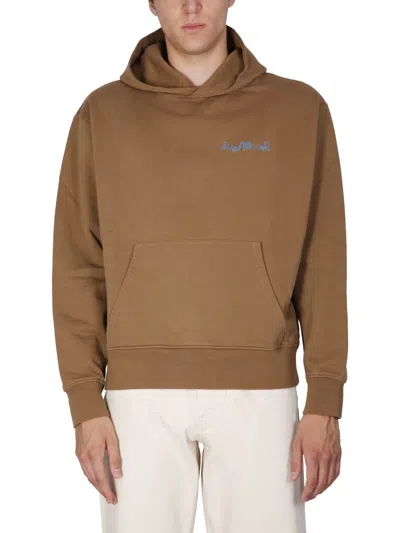 Sunflower Embroidered Logo Hoodie Sweatshirt In Beige