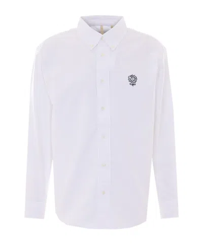 Sunflower Embroidered Collared Shirt In White