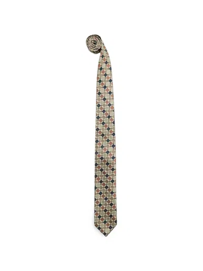 Sunflower Geometric-pattern Silk Tie In Brown
