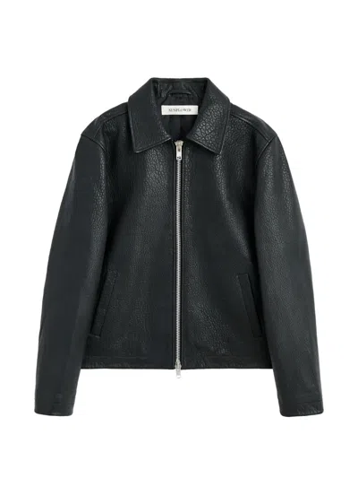 Sunflower Grained-leather Jacket In Black