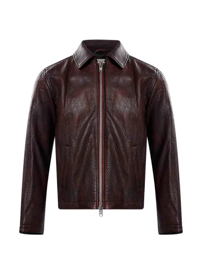 Sunflower Grained-leather Jacket In Brown