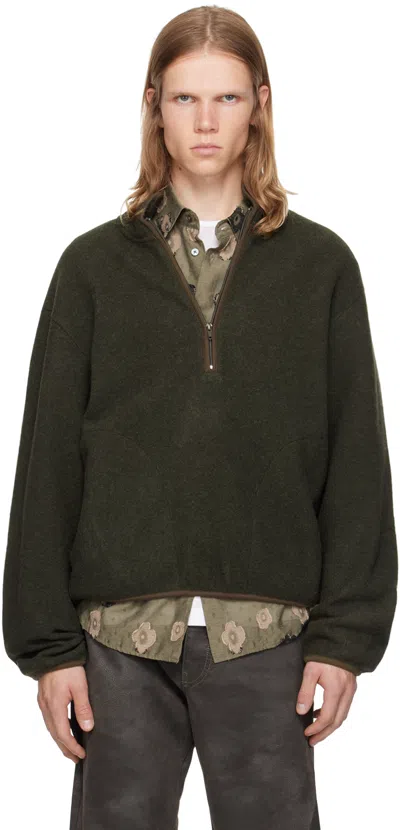 Sunflower Green Zip Sweater In 330 Army