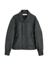 Sunflower Harrington Herringbone-pattern Jacket In Gray
