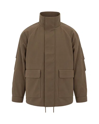 Sunflower High-collar Utility Jacket In Brown