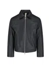 Sunflower Black Crop Jacket With Classic Collar And Dropped Shoulders In Leather Man In Black