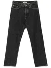 Sunflower Classic Straight-leg Black Cotton Jeans With Button Fly And Five-pocket Design In Black