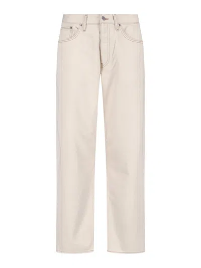 Sunflower Logo Patch Straight-leg Jeans In White