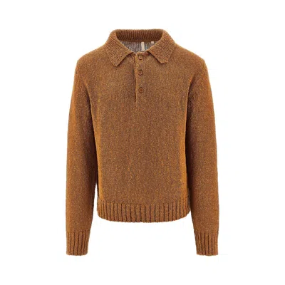 Sunflower Knitted Polo Shirt In Brown