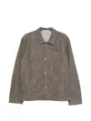 Sunflower Labour Stripe-pattern Button-up Jacket In Gray