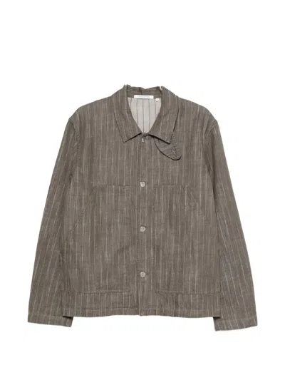 Sunflower Labour Stripe-pattern Button-up Jacket In Gray