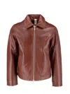 Sunflower Zip-up Leather Jacket In Brown
