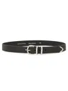 Sunflower Refined Leather Belt With Polished Silver Buckle In Black