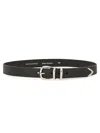Sunflower Refined Leather Belt With Polished Silver Buckle In Black