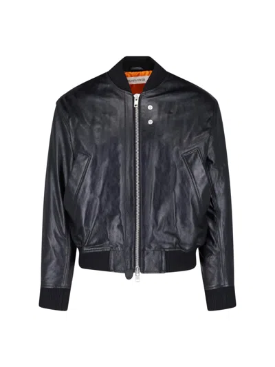 Sunflower Leather Bomber Jacket In Black