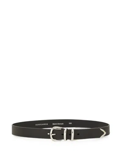 Sunflower Leather Buckle-fastening Belt In Black