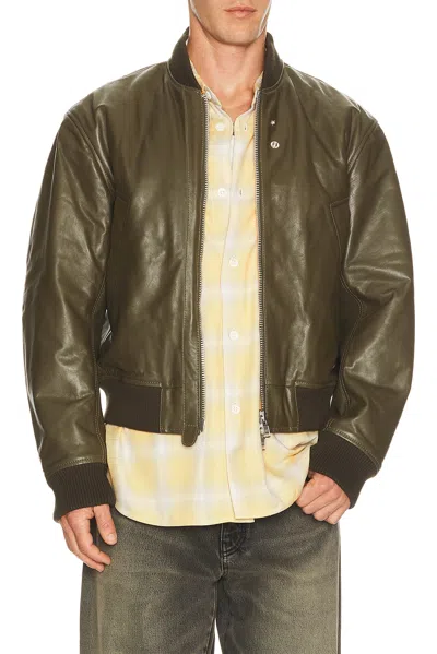 Sunflower Leather Flight Jacket In Green