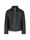 Sunflower Black Crop Jacket With Classic Collar And Dropped Shoulders In Leather Man In Black