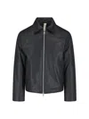 Sunflower Black Crop Jacket With Classic Collar And Dropped Shoulders In Leather Man In Black