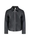 Sunflower Black Crop Jacket With Classic Collar And Dropped Shoulders In Leather Man In Black  
