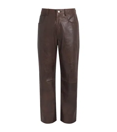 Sunflower Leather Wide Twist Trousers In Brown