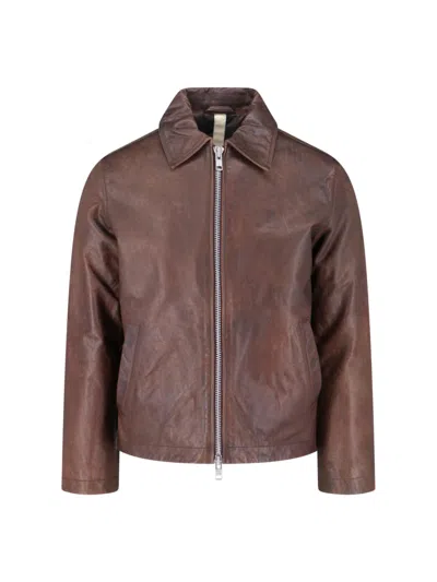 Sunflower Leather Zip Jacket In Brown