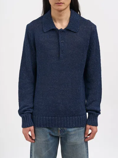 Sunflower Linen And Cotton Polo Shirt In Blue