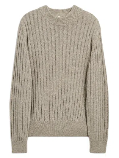 Sunflower Linen And Cotton Ribbed Crewneck Sweater In Sand