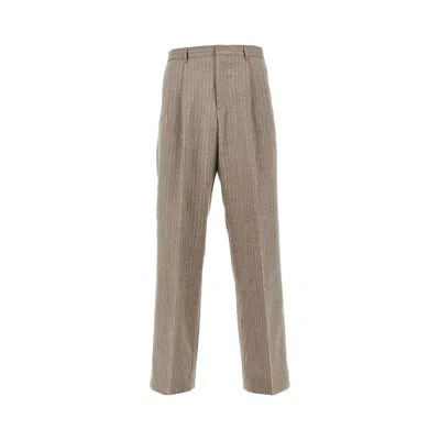 Sunflower Linen And Wool Pants With Darts In Brown