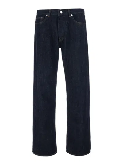 Sunflower Logo Patch Five-pocket Cotton Jeans For Men In Purple