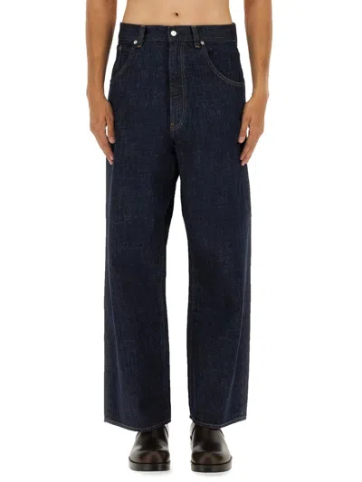 Sunflower Logo Patch Wide-leg Jeans In Blue