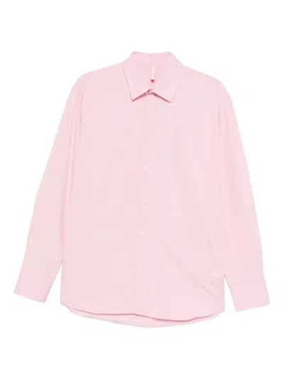 Sunflower Long Sleeve Shirt Featuring Curved Hem In Pink