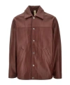 Sunflower Long-sleeved Leather Jacket In Brown