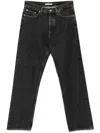 Sunflower Classic Straight-leg Black Cotton Jeans With Button Fly And Five-pocket Design In Green